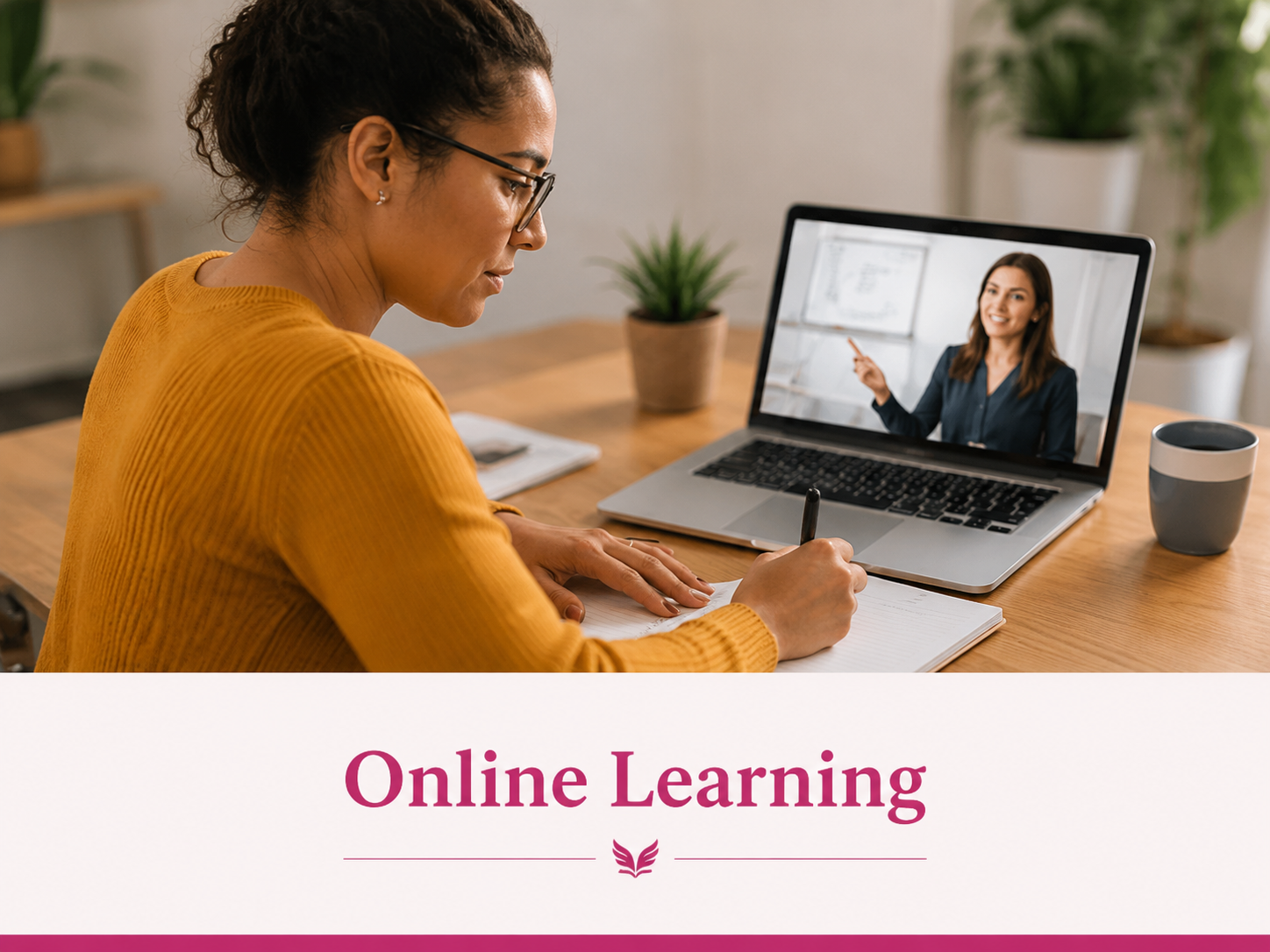 Participant taking notes during an online grant writing training session